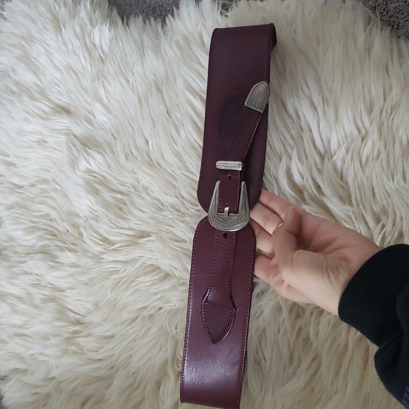 Kenzo vintage leather waist belt red wine colour size large made in france - Picture 1 of 8